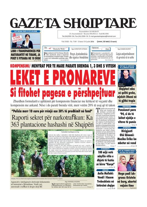 Gazeta Shqiptare 2016-08-15