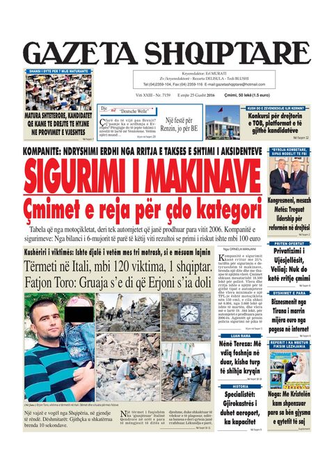 Gazeta Shqiptare 2016-08-25