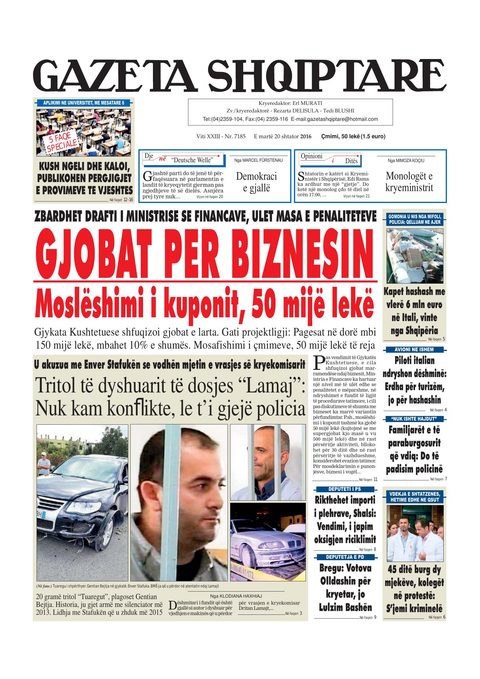 Gazeta Shqiptare 2016-09-20