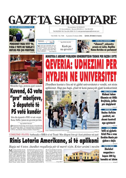 Gazeta Shqiptare 2016-09-23