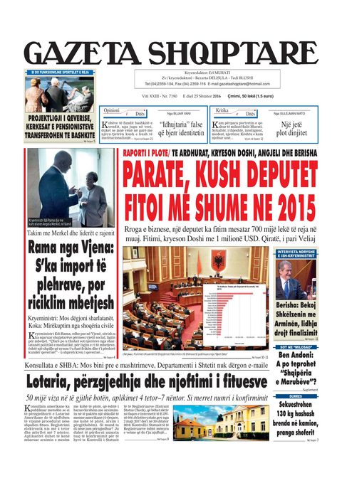 Gazeta Shqiptare 2016-09-25