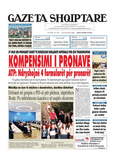 Gazeta Shqiptare 2016-09-29