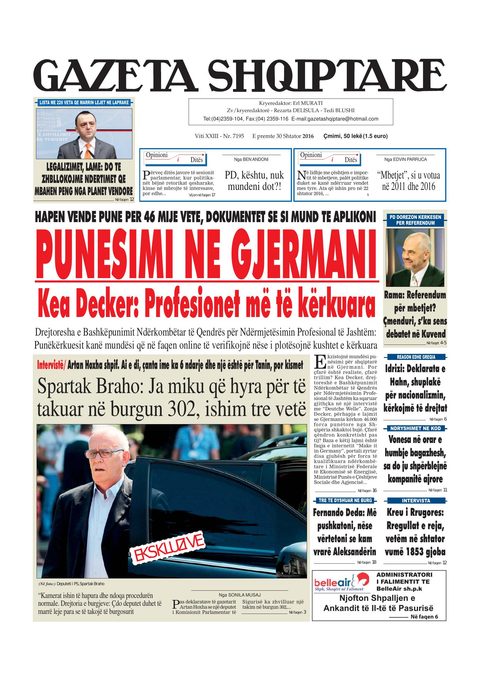Gazeta Shqiptare 2016-09-30