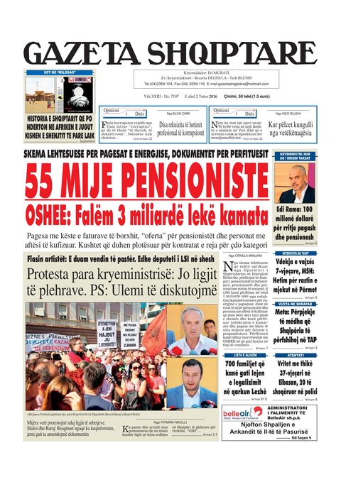 Gazeta Shqiptare 2016-10-02