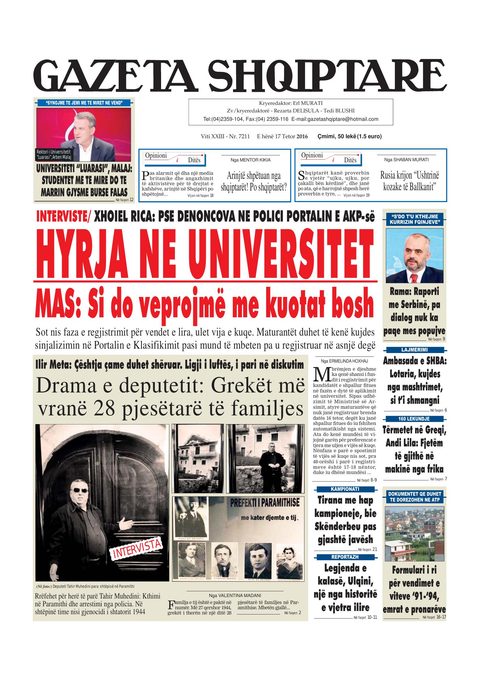 Gazeta Shqiptare 2016-10-17