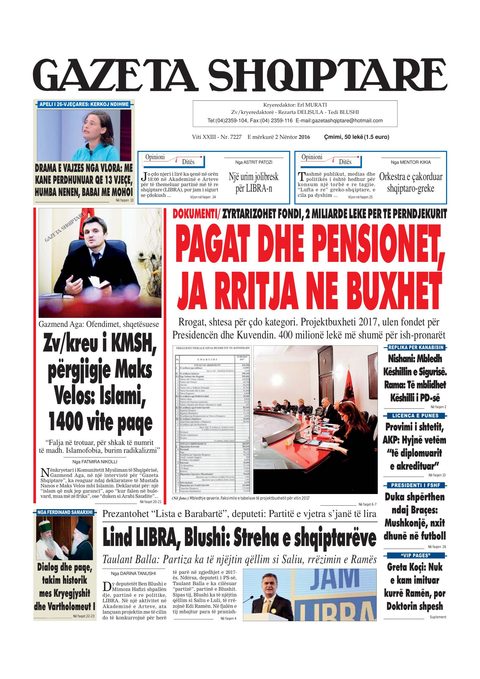 Gazeta Shqiptare 2016-11-02