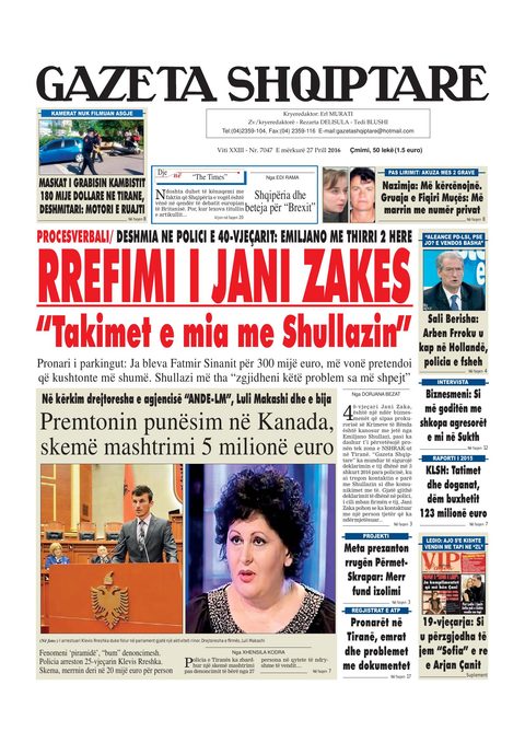 Gazeta Shqiptare 2016-04-27