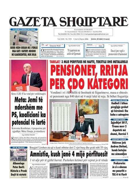 Gazeta Shqiptare 2016-12-04