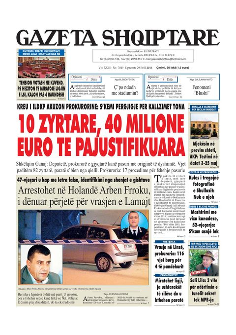 Gazeta Shqiptare 2016-04-29