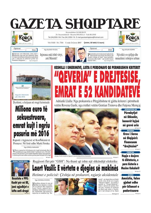 Gazeta Shqiptare 2017-01-26