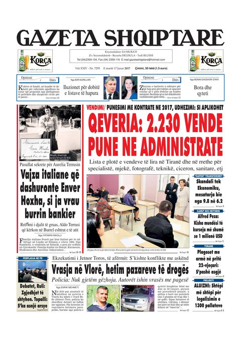 Gazeta Shqiptare 2017-01-17