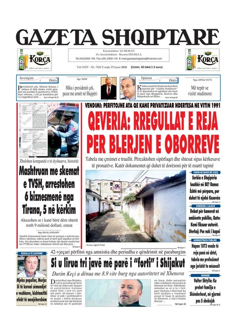 Gazeta Shqiptare 2018-01-25