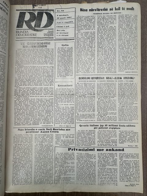 Rilindja Demokratike 1991-08-28