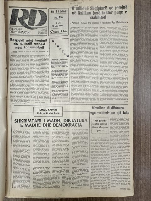 Rilindja Demokratike 1992-10-18