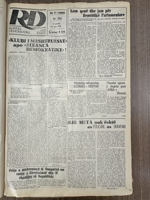 Rilindja Demokratike 1992-10-23