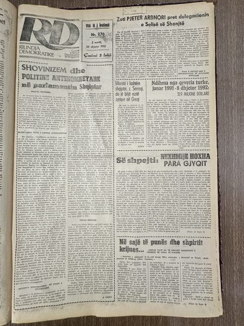 Rilindja Demokratike 1992-12-29