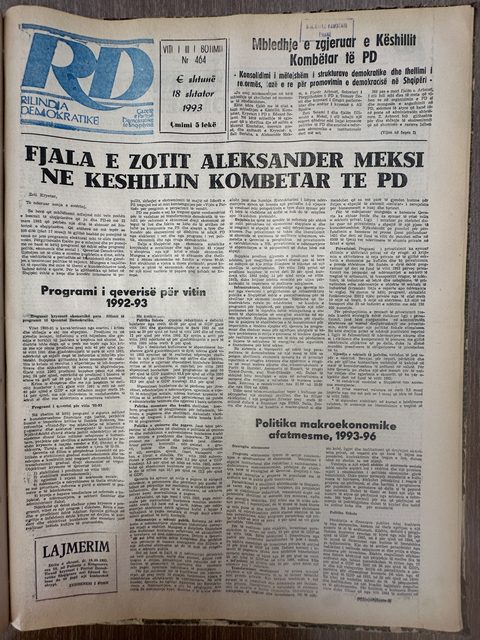 Rilindja Demokratike 1993-09-18