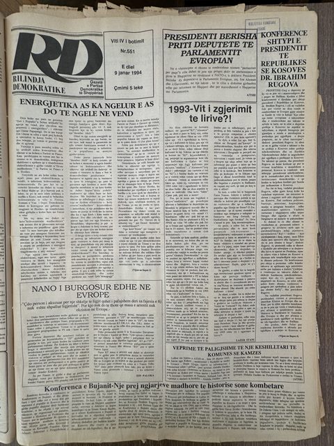 Rilindja Demokratike 1994-01-09