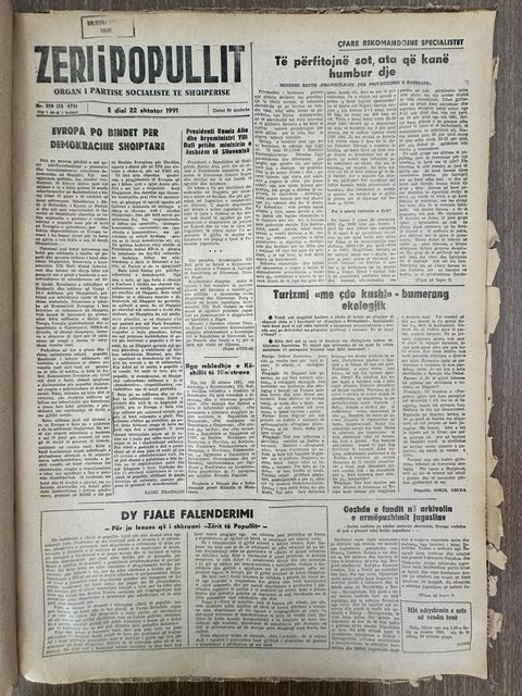 Zëri i Popullit 1991-09-22