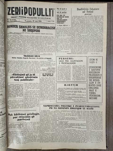 Zëri i Popullit 1992-05-29