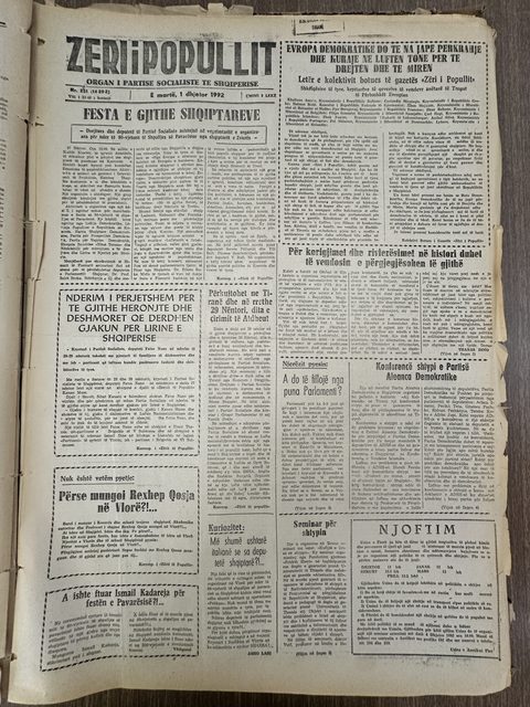 Zëri i Popullit 1992-12-01
